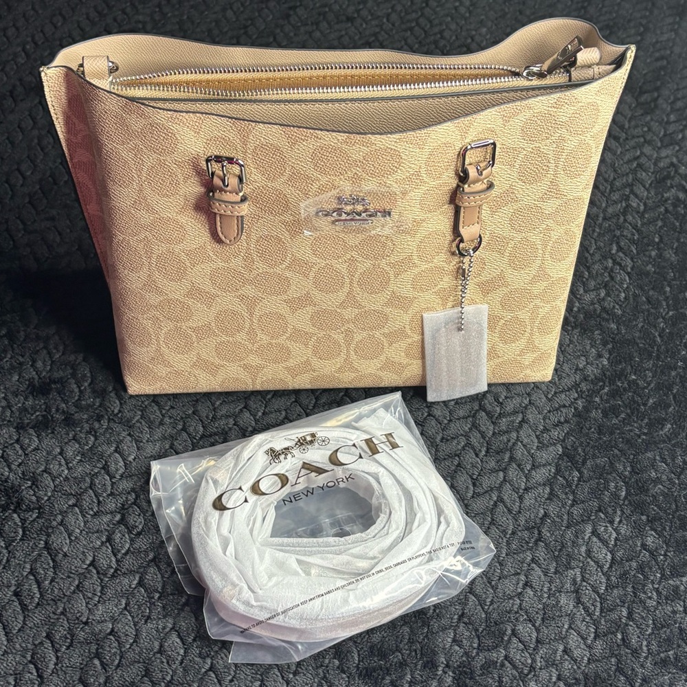 Coach Beige Signature Shoulder Bag